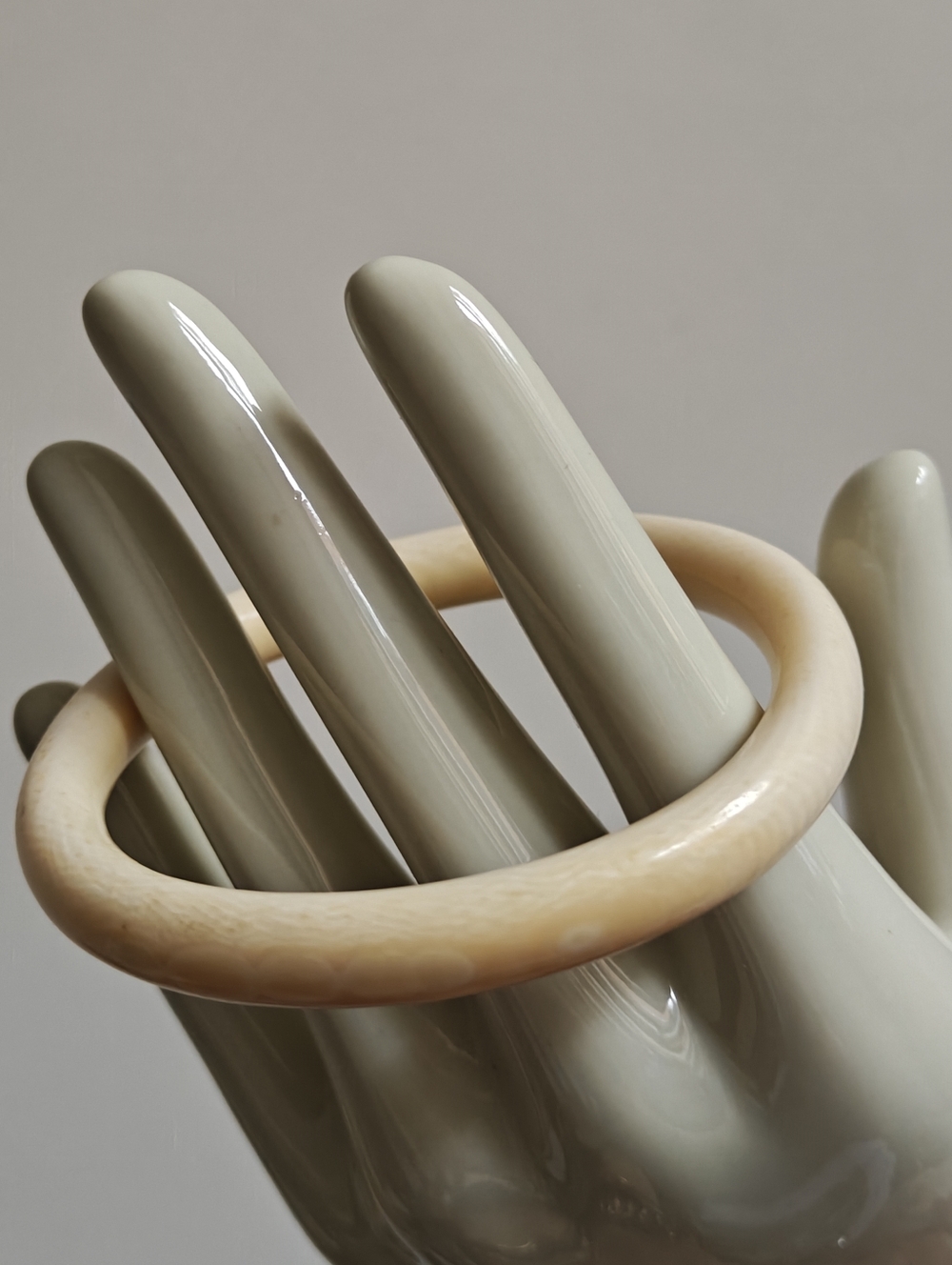 RARE Old Pre-ban Ivory Domed Bangle Bracelet